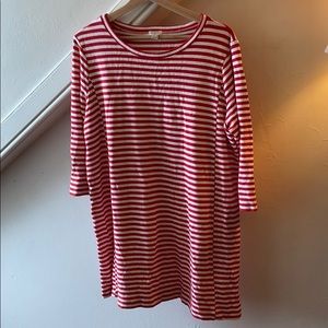 J. Crew Red and White Striped Dress